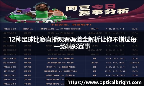 12种足球比赛直播观看渠道全解析让你不错过每一场精彩赛事